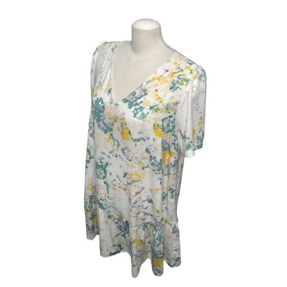 A New Day Womens Floral Tiered Short Sleeve Dress Sz XL Rayon Blend White/Yellow - Picture 9 of 16